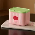 Cute pink and green desktop storage box with apple print for jewelry and hair accessories. - Pink