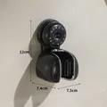 Black suction cup mop holder for bathroom walls with 12cm height dimension measurement - Black