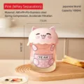 Passoire à yaourt chat rose avec capacité 1000ml et mécanisme de pression à ressort - Rose