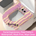 Cartoon wave pattern waterproof toilet seat cover with purple and yellow stripes - Purple Yellow Smiley Waves