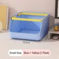 Small blue and yellow stackable desktop storage organizer bin for snacks and stationery - Small (1 Piece) / Blue + Yellow
