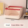 Small cream and red stackable desktop storage basket for stationery and snacks - Small (1 Piece) / Beige + Red