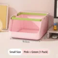 Small pink and green stackable storage bin for desk organization, 1 pack - Small (1 Piece) / Pink+Green