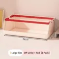 Large cream and red stackable storage box for desktop organization, 34x19x11.5cm. - Large (1 Piece) / Beige + Red