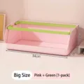 Large pink and green stackable plastic storage basket for home desktop organization - Large (1 Piece) / Pink+Green
