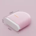 Pink retractable retainer box for dentures and braces storage with dimensions shown - Pink