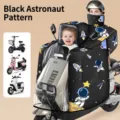 Black astronaut parent-child scooter windshield quilt with warm thick fleece lining - Cloak Parent-Child Style (Black Astronaut)