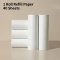Replacement white lint roller refill roll featuring forty tear-off sticky adhesive sheets - 1 Roll (40 Sheets) / White