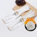 Witte waterdichte schoonmaakhandschoenen met pluche voering, hondenprint en elastiek - M / Fleece Gevoerde Stijl / Wit