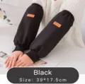 Black waterproof canvas oversleeves for kitchen and work, size 39x17.5cm protectors - Leather Label Style / 39x17.5cm / Black