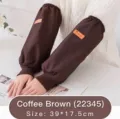 Durable coffee color waterproof canvas oversleeves for kitchen and work arm protection - Leather Label Style / 39x17.5cm / Coffee