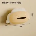 Creative cartoon yellow wall-mounted towel holder with no-drill adhesive design - Yellow