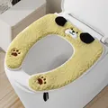Funda de felpa amarilla para asiento de inodoro con diseño de perro de dibujos animados - Perro de Orejas Negras (Estilo Coreano) / Verde