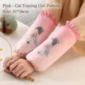 Pink waterproof oversleeves featuring a cute ancient girl illustration, size 31x18cm - 31x18cm / Pink - Girl With Cat