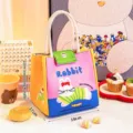 Süße isolierte Lunchtasche mit Hasenmuster tragbare Kühltasche 21x17x19cm - Gelbes Rosa Kaninchen