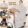 Manta térmica cortavientos para scooter con forro polar y lindo estampado de conejo gris - Estilo Poncho Compuesto / Gris Lindo Conejo