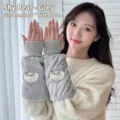 Thickened grey plush arm sleeves featuring a cute cartoon bear for winter warmth - Blush Bear Style / 30X10cm / Gray