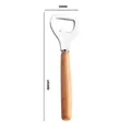 Wooden handle stainless steel bottle opener measuring 140mm in length and 39mm wide - Natural Wood Color