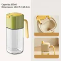 Premium 500ml green glass oil dispenser featuring automatic gravity lid for kitchen - 500ml / Green