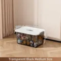 Medium transparent grey storage box with white lid for toys and clothes - M / Single Pack (32x22x17cm) / Transparent Black