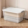 Extra large transparent storage box with white lid, 52cm length for clothes organizer - Oversized / Single Pack (52x37x28cm) / Clear White