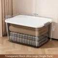 Extra large transparent black plastic storage box with white lid for home organization - Oversized / Single Pack (52x37x28cm) / Transparent Black