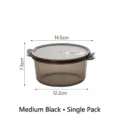 Medium size black circular refrigerator food storage container with airtight lid 14.5cm - 800ML / Medium (Single Pack) / Black