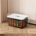 Large transparent black storage box with lid, 38x26x20cm, single pack organizer bin - L / Single Pack (38x26x20cm) / Transparent Black