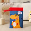 Bolsa de pañales portátil e impermeable con motivo de dinosaurio rojo y cierre - Dinosaurio Rojo / 23x33.5cm / Rojo