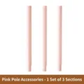 Set of 3 pink detachable extension pole sections for lint roller and floor cleaning handles - Long Pole Set (3 Sections) / Pink
