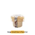 Beige 3-piece small crisper box set for kitchen food storage - Small (350ml) / Set of 3 / Beige