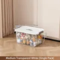 Medium size transparent white storage box with lid for toys and snacks storage - M / Single Pack (32x22x17cm) / Clear White