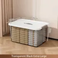 Extra large transparent black plastic storage box with lid, 45x30x23cm dimensions - Extra Large / Single Pack (45x30x23cm) / Transparent Black