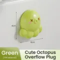 Cute green octopus shaped overflow hole plug for washbasin made of durable TPR material - Green