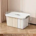 Extra large transparent white plastic storage box for clothes and home organization - Extra Large / Single Pack (45x30x23cm) / Clear White