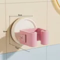 Pink and white suction cup mop holder punch-free wall-mounted broom rack for bathroom - White Pink