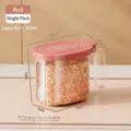 Transparent red spice jar with spoon and lid, 350ml capacity, 13x7x9cm kitchen storage - Red