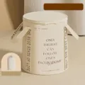 Portable collapsible beige foot soaking bucket with lid and decorative text - With Lid / Minimalist English Beige