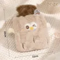 Cream plush bread shaped hot water bottle with cute embroidery for hand warming - 1000ml / Off White