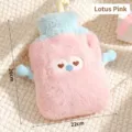 Cute pink plush character hot water bottle with heart eyes and soft blue arms variant - 1000ml / Lotus root pink