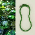 Elegante collana di perle tonde in calcedonio verde da 8 mm con chiusura in argento. - Collana di Calcedonio Verde da 6mm / 6mm