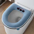 Soft blue thickened plush toilet seat cover with cute cartoon cat embroidery and Sweet Time - Blue Triple Black Cats