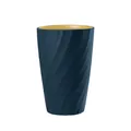 Durable navy blue mouthwash cup with spiral texture and contrasting yellow interior lining - Spiral Texture Style / Dark Blue