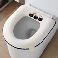 Thickened plush toilet seat cover with cartoon cat embroidery - White Triple Black Cats