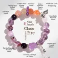 Vista detallada de la pulsera de cristales con perlas de amatista y piedra sol de lujo. - Estilo Mariposa Hoja con Borla / Circunferencia 15cm