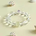 Elegantes Perlenarmband mit Bergkristall, Citrin und geschnitztem grünem Lotus - Lotus-Stil