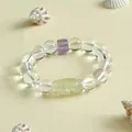 Elegantes Armband aus Naturcitrin und Amethyst mit geschnitzter 9-Augen-Dzi-Perle - Neun-Augen-Dzi-Stil