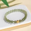 Elegant gradient green Hetian jade beaded bracelet with a gold-plated copper coin charm - Copper Coin Style / 6mm / 999 Silver 6mm Hetian Jade Copper Coin Bracelet