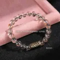 Pulsera de cuentas de cristal súper siete de oro negro natural, cuentas 8mm, diámetro 52mm - Diámetro de cuenta 8mm / Super Siete Oro Negro