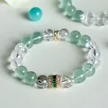 Handcrafted elegant green fluorite and clear quartz beaded bracelet with gold spacer - Green Fluorite White Ase Style